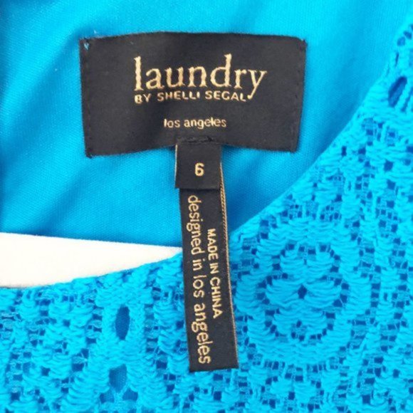 Laundry by Shelli Segal Blue Lace Eyelet Medallion Shift Dress Azul Blue 6 - Picture 4 of 10